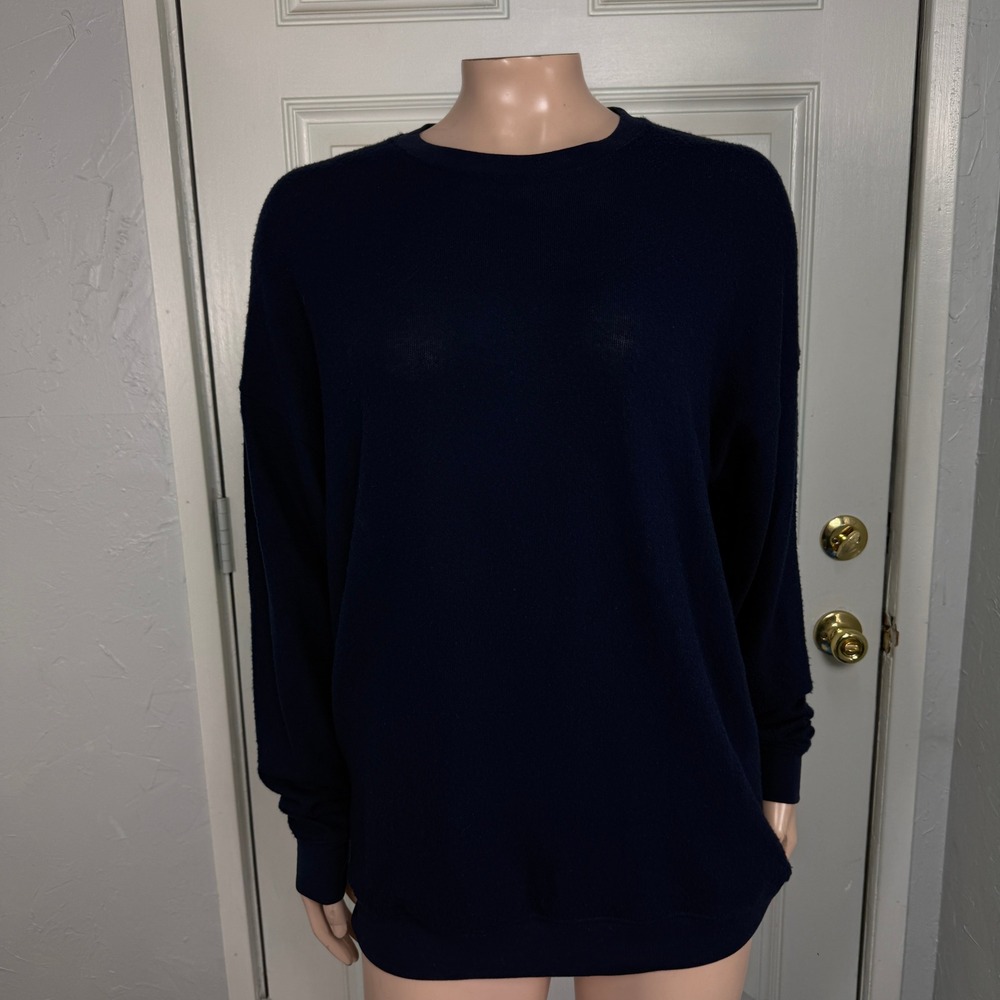 Alo Yoga Women's Sweater XS Navy Crew neck Knit Rayon Polyester Athletic W4-11